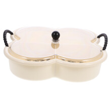 3Stk Stilvolle Beige Snack-Tabletts Aus Bruchsicherem PP Mit Deckel