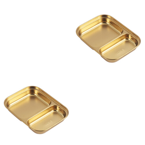 2Stk Geteiltes Essenstablett Gold Langlebig 2