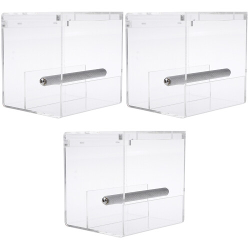 3Stk Transparenter Vogel-Futterspender Mit Extra Tiefem Futtertablett 2
