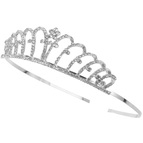 2Stk Tiara Haarband Silber Glänzende Krone 1