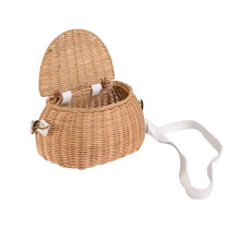 2Stk Handgewebte Rattan Umhängetasche Damen Orange Sommer Strandtasche