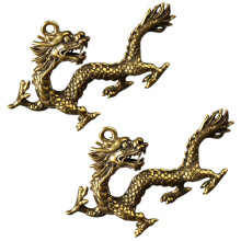 4Stk Dekorative Messing Schlüsselanhänger Drachen Figur Golden