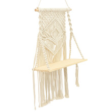 2Stk Makramee Hängeregal Wandregal Baumwolle Wanddeko Beige