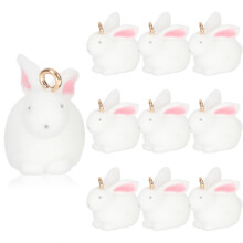 20Stk Weiße Kaninchen Anhänger -Charms Für Schmuck Und Schlüssel