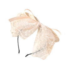 2Stk Große Schleifen Haarband Beige Damen Langlebig Mesh