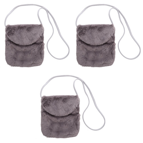 3Stk Female Plush Messenger Bag Hellgrau Handytasche Storage Bag 2