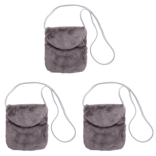 3Stk Female Plush Messenger Bag Hellgrau Handytasche Storage Bag 1
