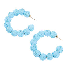 4Paare Hawaiiansche Rattan Ohrringe Damen Sommer Himmelblau