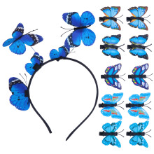 22Stk 3D Schmetterlinge Haarband & Haarclip Set Blau Für Deko