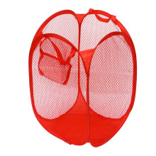 2Stk Roter Faltbarer Wäschekorb Aus Mesh Für Kleidung Und Spielzeug