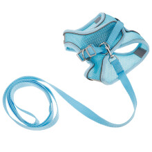 4Sets Hundegeschirr Mit Leine Atmungsaktiv Reflektierend in Himmelblau