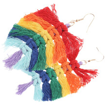 3Paare Regenbogen Tassel Ohrringe Damen Bohemian Schmuck