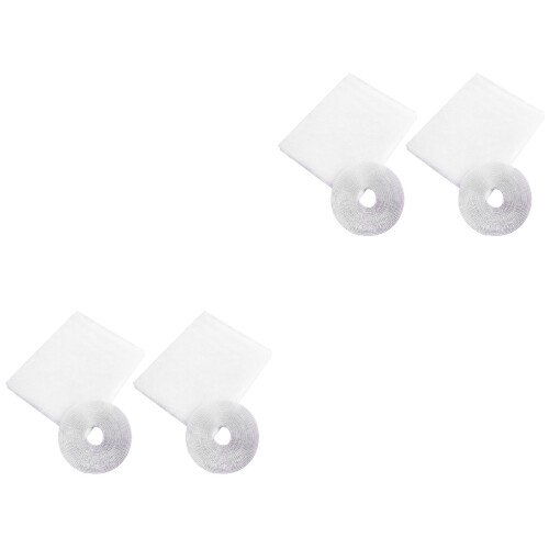 2Pcs White Mesh Curtain for Home Use with Adhesive Hook and Loop Strip 2