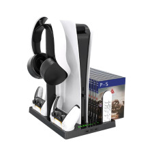PS5 Professional Charging Station with Dual Controllers and Vertical Stand with Headphone Tray 2 Hub Ports for PS5 and Digital Edition