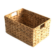 Sustainable Wicker Basket, Decorative Hand-Woven Water Hyacinth Organizer With Metal Frame For Kitchen And Closet