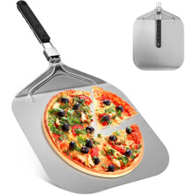 Foldable Pizza Peel With Aluminum Alloy Blade, Long Wooden Handle Provides Comfortable Grip For Safe Pizza Handling