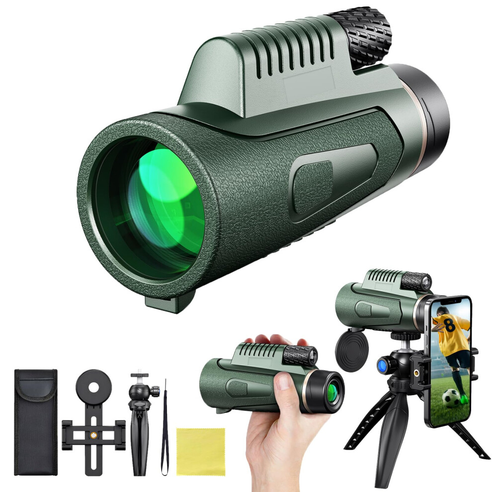 12X50 Monocular Telescope, Bak4 Prism, Multicoated Lens, Tripod Smartphone Holder 9412369345097