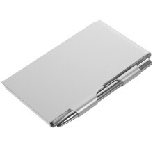 3Stk Kompaktes Metall Notizpad Silber Mit Stift Für Büro