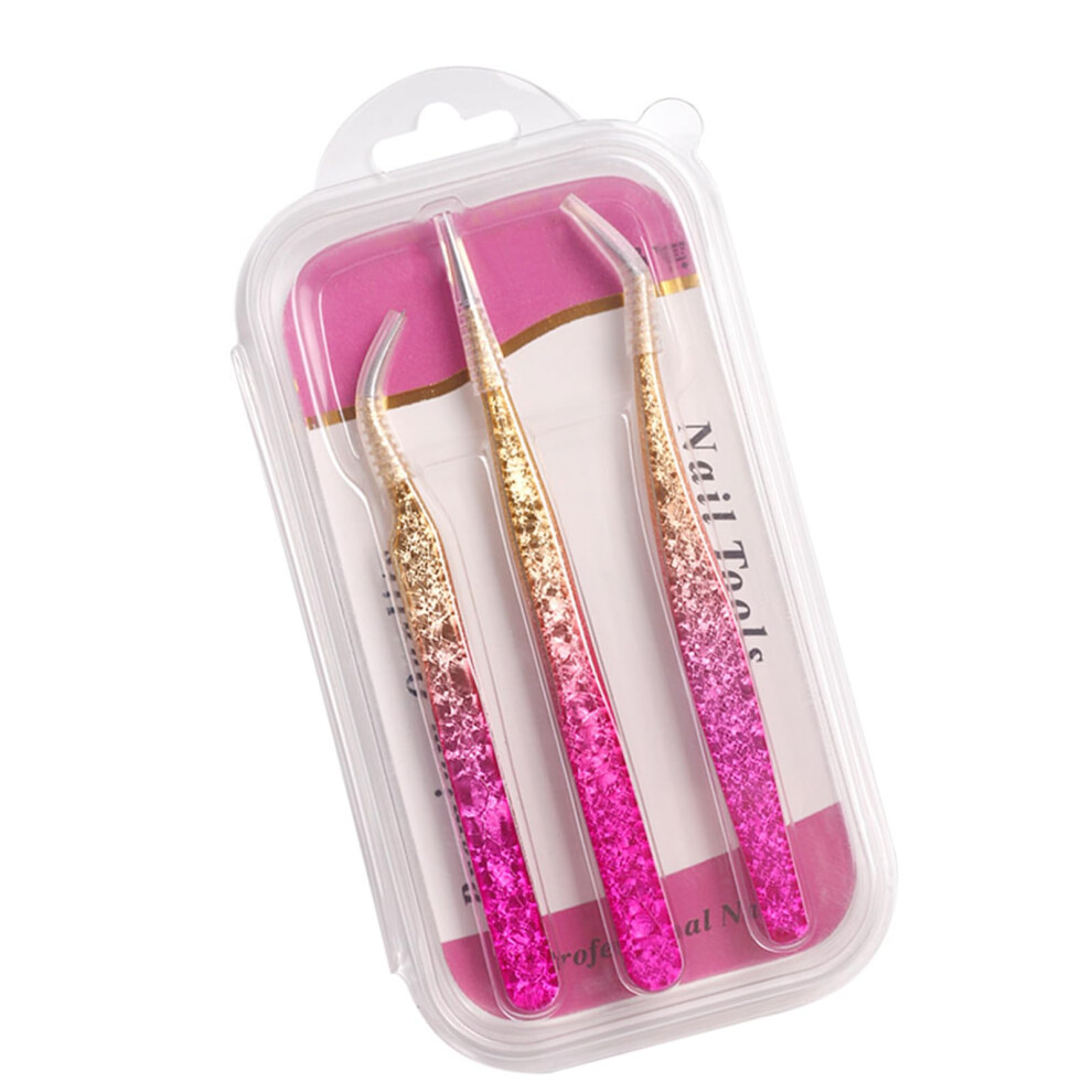 Eyelash Extension Tweezers Set Straight and Curved Precision Metal Tools for Nail Art