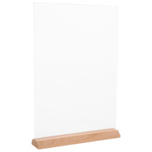 4Stk Klarer Acryl Menühalter Mit Holzsockel Stabiler Aufsteller