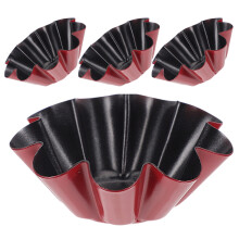 24Pcs Flower Design Carbon Steel Egg Tart Molds Black Baking Set