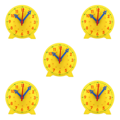 5Pcs Yellow Plastic Teaching Clock Kids Learning Time Educational Toy 2
