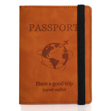 Passport Holder Cover Case, Leather Passport Protector, Travel Wallet for Women Men, brown