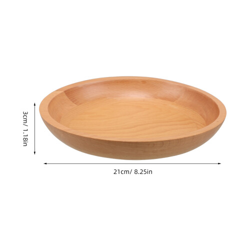 2Pcs Multipurpose Light Brown Wood Round Serving Plate for Food 2