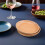 2Pcs Multipurpose Light Brown Wood Round Serving Plate for Food 7