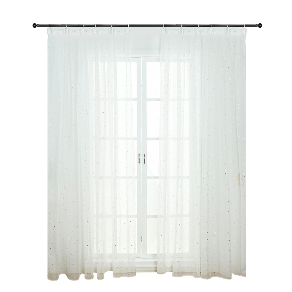 Happyyami 3Pcs White Sheer Curtains Window Drapes Voile Kids Room Home Decor