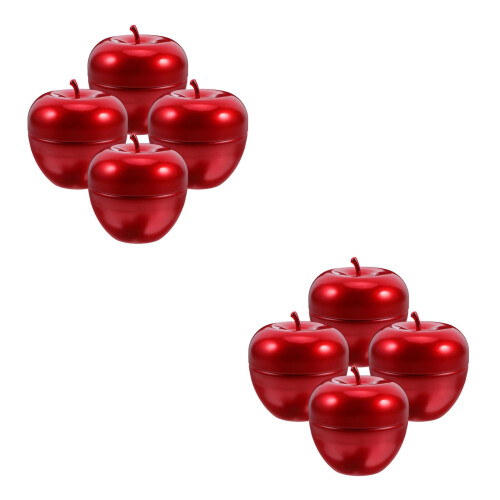 8Pcs Red Metal Apple Tin Boxes Creative Candy Storage Containers 2