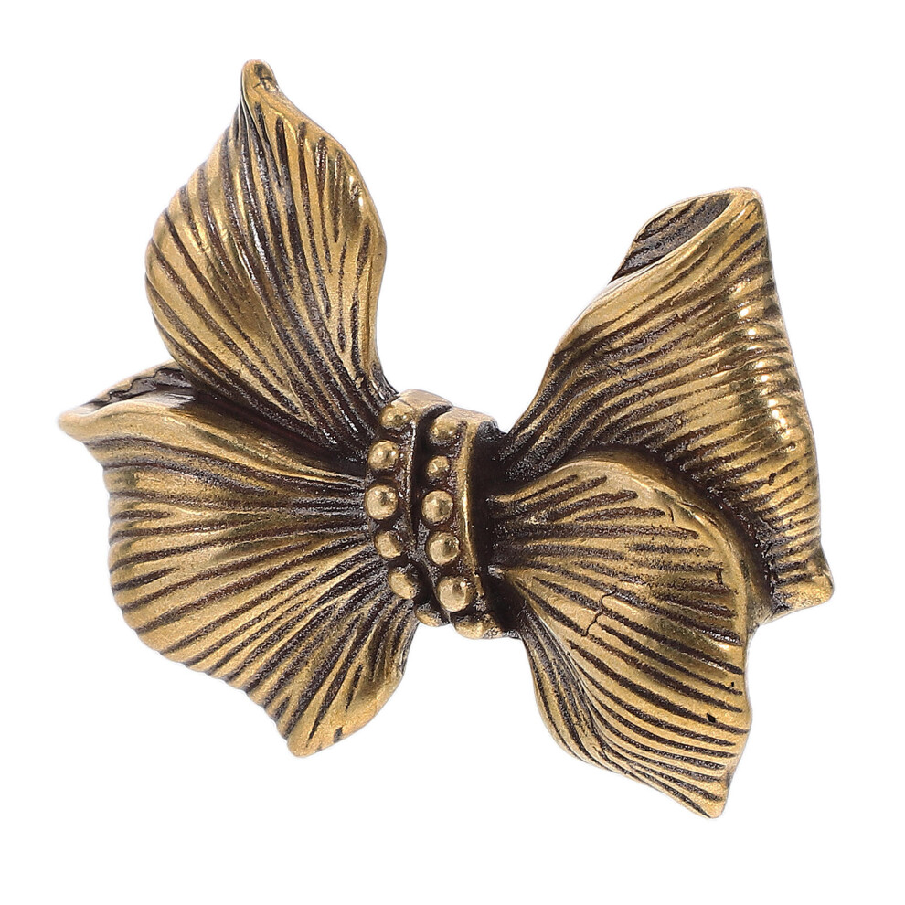 4Pcs Elegant Gold Brass Bow Drawer Pulls Decorative Knobs For Wardrobe 3591495192877