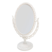 2Pcs Simple Vintage Oval Makeup Mirror Stable Beige Desktop Mirror