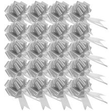 80Pcs Silver Pull Bow Gift Wrap Decoration for Party, Gifts and Crafts