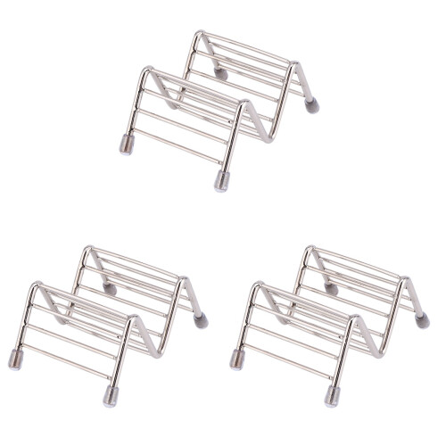 3Pz Stand Taco in Acciaio Resistente Argento Per Feste E Ristoranti 1