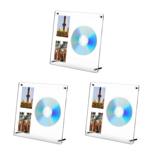3Pz Porta Cd Display Acrilico Multifunzione Trasparente Per Desktop 1