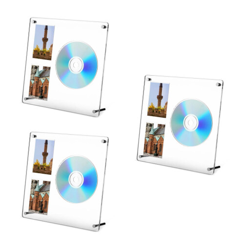 3Pz Porta Cd Display Acrilico Multifunzione Trasparente Per Desktop 2