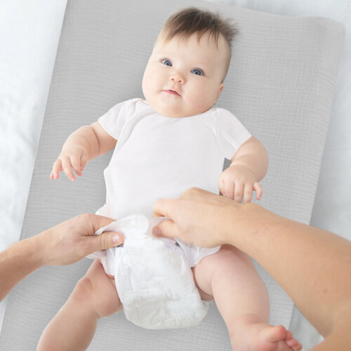 Soft Cotton Baby Changing Pad Cover Removable Washable Light Grey 2