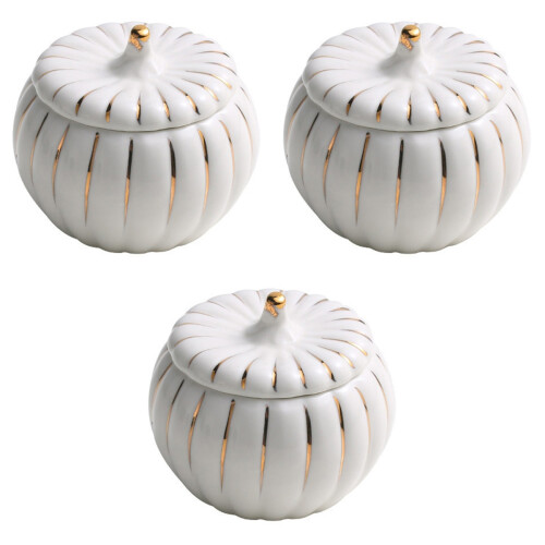3Pcs Smooth Surface White Ceramic Bowl with Lid for Steamed Food 2