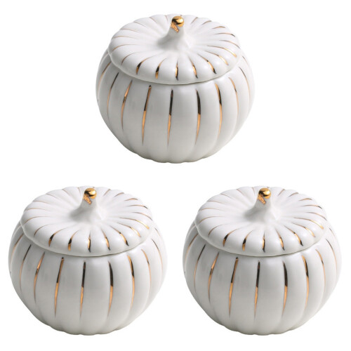 3Pcs Smooth Surface White Ceramic Bowl with Lid for Steamed Food 1