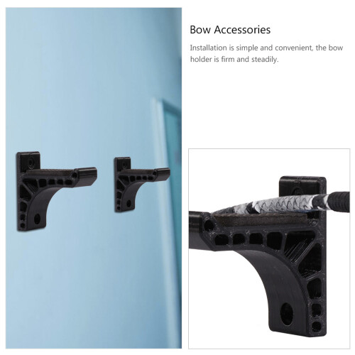 4Pairs ABS Black Bow Stand Wall Mount Adhesive Bow Storage Holder 1