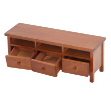 Holzminiatur-TV-Schrank für Puppenhaus, 1/12 Maßstab, mit Schubladen, dunkelrot