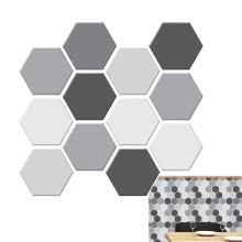 Hexagonal tile stickers – 10 sheets, 3D wall tiles for peel and stick, wall tiles for kitchen, bathroom, fireplace, decoration, 30 x 29 cm.
