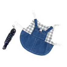 Adjustable Rabbit Harness and Leash Set for Small Pets, EscapeProof Plaid and Jeans Vest