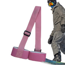 Ski Carrier Shoulder Strap - Adjustable Nylon Ski Straps for Snowboard and Mountain Skiing - Portable Pink Ski Holder
