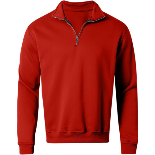 Men's Half Zip Pullover Without Hood Solid Red Work Jumper Oversize Winter Sports Sweater Size L 2