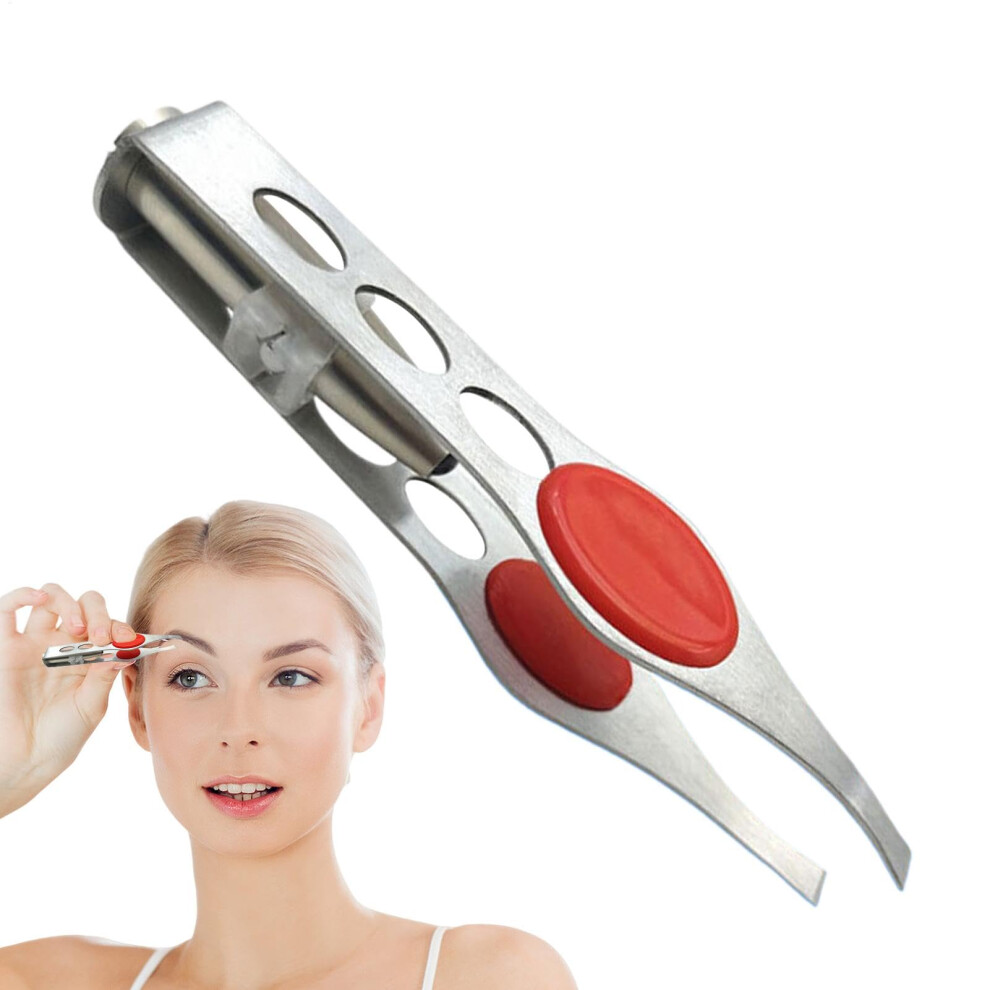 Light Led Eyebrow Tweezers With Precision Stainless Steel Plucker, Nonslip Grip For Travel