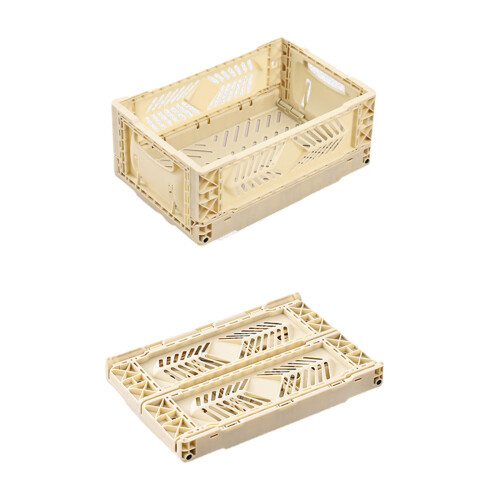 Plastic Foldable Items Container Practical-Creamy yellow
