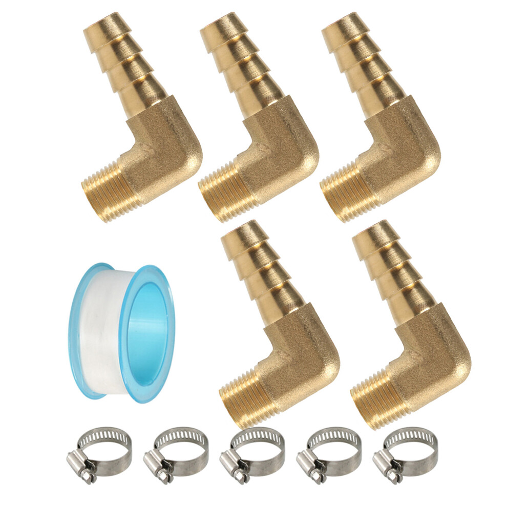 5Pcs Brass Hoses Barb Reducers 90Degree Elbow 1/8" To-Style B 7627000740724
