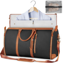 Fashion Large PU Folding Suit Bag Women Luggage Handbag-Black